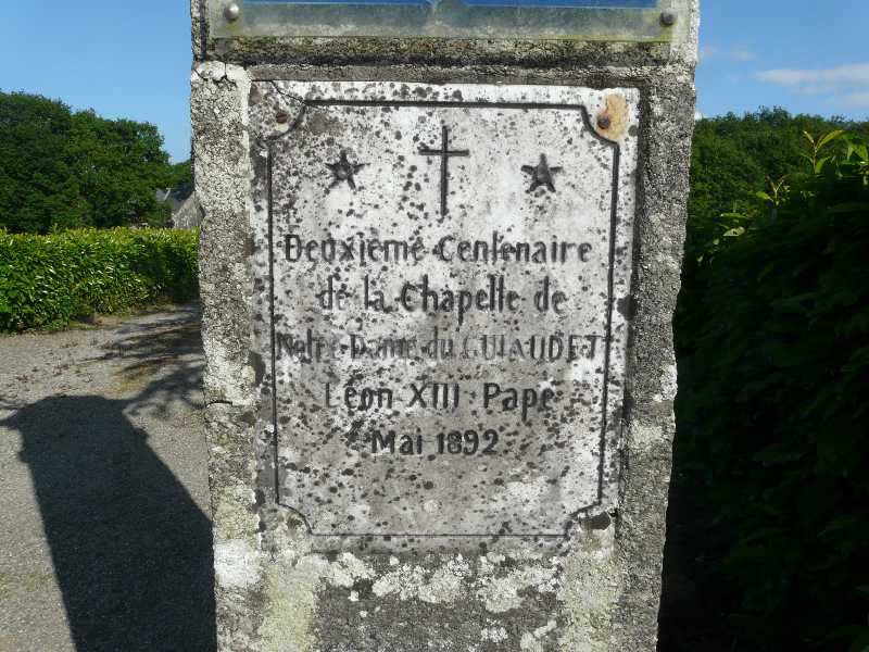 Inscription Chapelle Notre Dame de Guiaudet (Lanrivain -Cotes d4armor-22 )
